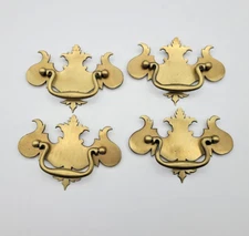 4 Vintage Brass Drop Bail Drawer Pulls Batwing Chippendale Handles