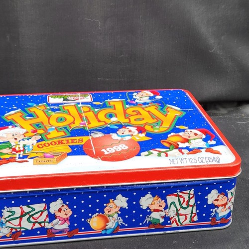 Keebler Holiday Cookie Tin Elves Christmas Storage Container 1998 Collectible - Picture 4 of 7