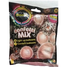 Illooms Pack 8 Light Up 7 Confetti LED Balloons Rose Colour Glows Up To 15 Hours