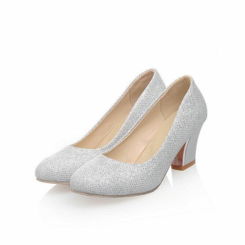 Damen Pumps Sexy Highheels Loafers Blockabsatz Slip On Work Office Schuhe Party - Bild 10 von 15