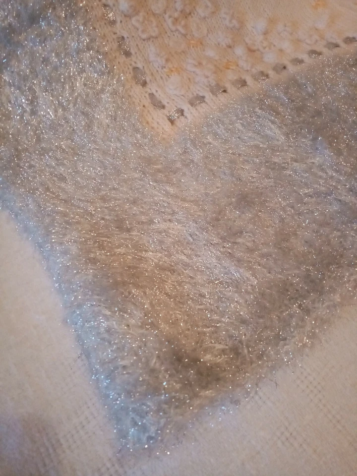 Coperta Nuvola Neonato Bimbo Lana Moher100% Argento lurex Copertina cm.100x100 - Immagine 3 di 4