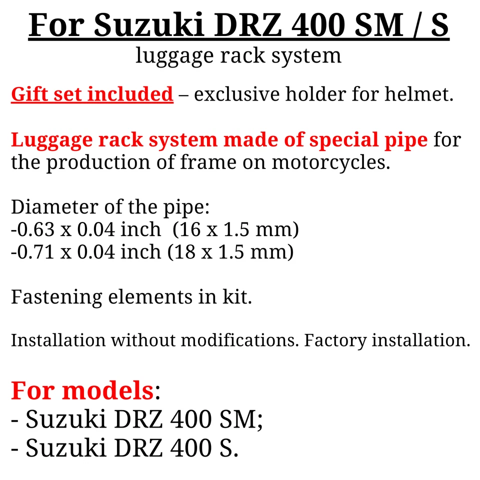 Para Suzuki DRZ 400 SM Portaequipajes Sistema DRZ400S Bolsas Laterales Estuche, Bonus Foto 3 de 4