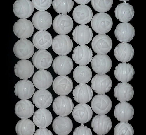 Flor de piedras preciosas de cáscara blanca de 6 mm 15,5 pulgadas (90187350-715B) - Imagen 2 de 4