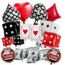 16 Pcs Casino Balloon Set, Jumbo Dice Balloon, Poker Card Balloons Heart,