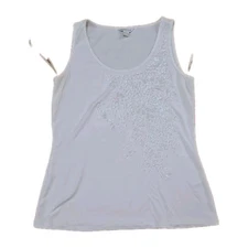 Monsoon Vest Top Ivory Embellished Stretchy Satin Feel Jersey Size 10