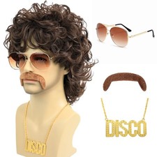 Bettecos 70s Disco Wigs for Men 15 Inch length x 7.97 height , Brown