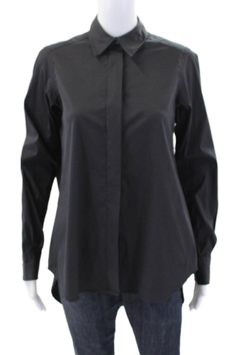 Lareida Womens Cotton Collared Long Sleeve Button-Down Shirt Gray Size 34
