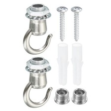 37mmx23mm Ceiling Hook, 2 Pack Screw Hooks Light Fixtures Accessory Nickel Tone