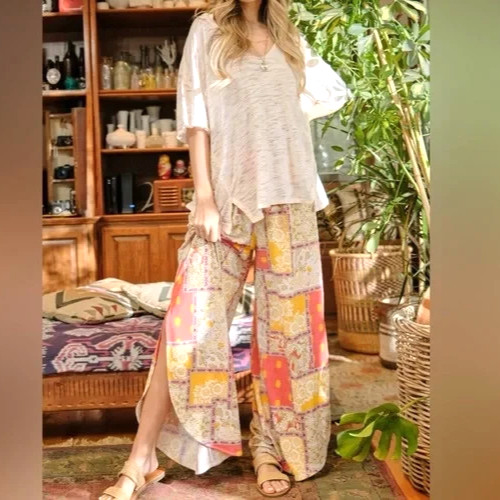 AND THE WHY Multicolor FLORAL PATCHWORK Smock Wai… - image 1