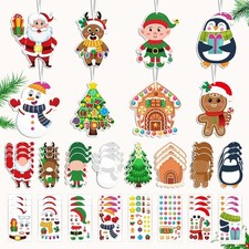 24PCS Kids DIY Christmas Ornaments  Holiday Craft Kit with Stickers Decor
