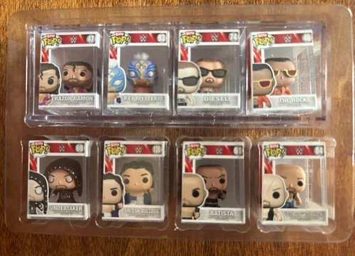 Funko Bitty Pop! WWE Mini Vinyl Figures 8pc Lot. Stone Cold, Rock, Taker. Etc