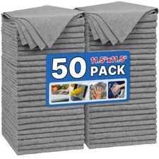 FIXSMITH Shop Towels, Pack of 50, Grey Microfiber Cleaning Cloth 50PK, 