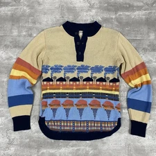 vintage 70s COLLAGE MAN acrylic henley sweater Mens M/S stripes ice cream house