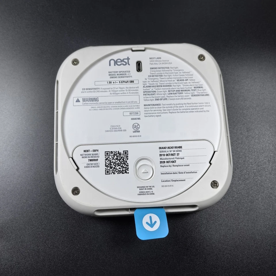 Google Nest Protect 2da alarma de humo detector de humo monóxido de carbono - blanco Foto 4 de 4