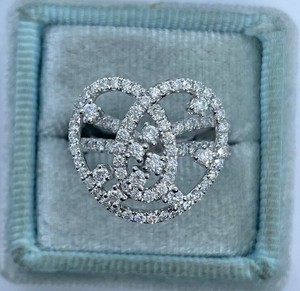Authentic 2.00Ct Lab Created Diamond Round Freeform Heart Engagement 14K White Gold Plated