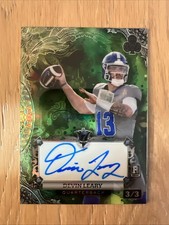 2024 Wild 7 Card Studs Galaxy Green Rainbow Foil 3/3 Devin Leary Rookie Auto RC. rookie card picture