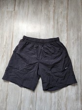 Nike Swim Trunks Black Silver Swoosh Drawstring Elastic Waist Mesh Lined Sz XL