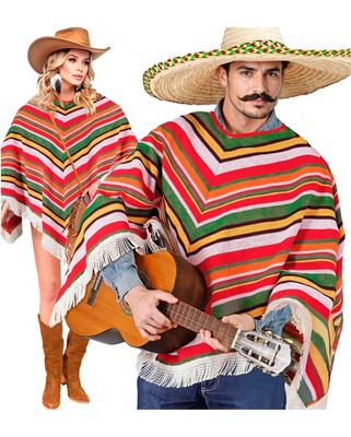Mexikanischer Poncho mit Fransen als Kostümzubehör