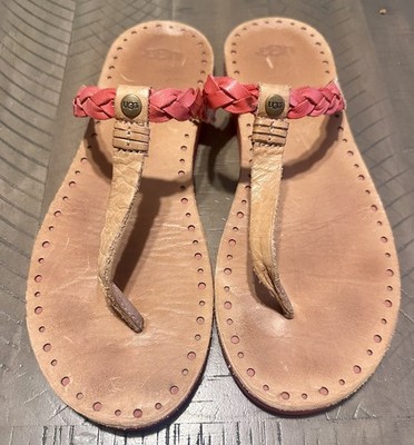 UGG AUSTRALIA Women Bria Sandal Red Flip Flop Tong Sandals Bohemian Women SZ 10 