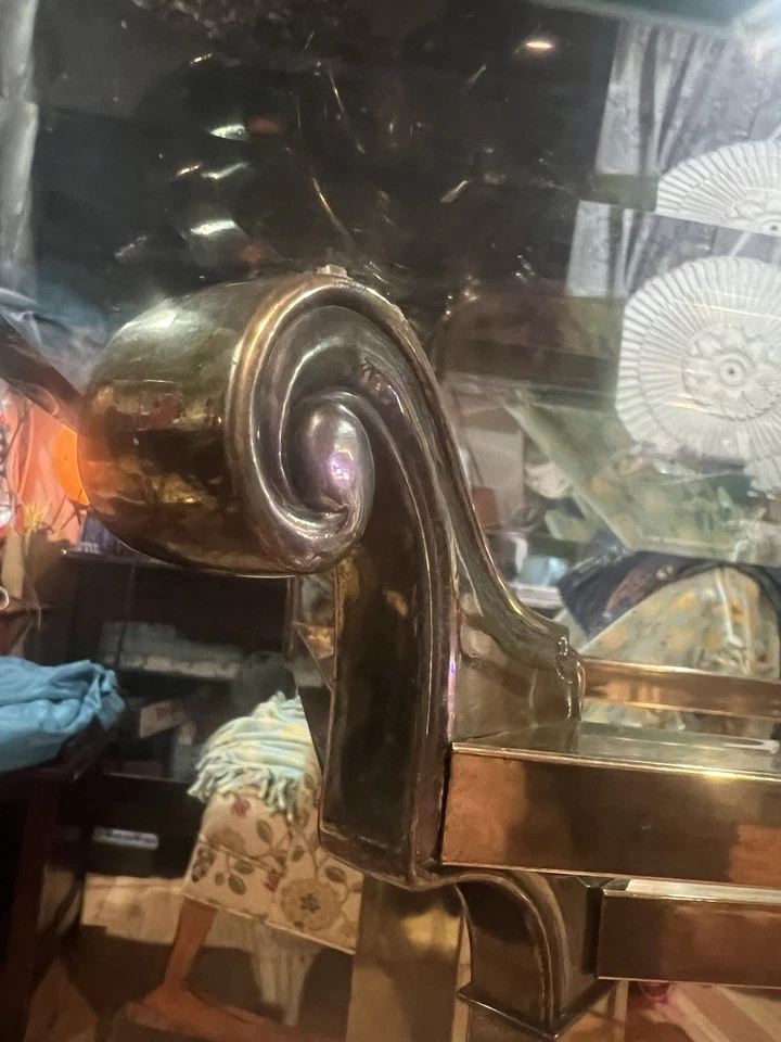 Mesa consola de vidrio biselado y latón de colección mesa vestíbulo HOLLYWOOD REGENCY Foto 4 de 4