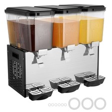 Uimoso Commercial Beverage Juice Dispenser 18L x 3 Tanks Cold Juice Ice Drink