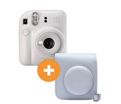 FUJIFILM INSTAX mini 12 Travel Set Sofortbildkamera, Clay White - 4260576531773