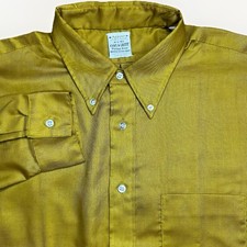 Vintage 70s Arrow Shirt Mens Large 16.5 Mustard Brown Sanforized Cum Laude USA