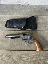 Edison Giocattoli Vintage Western Toy Cap Gun Revolver Italy Metal With Holster