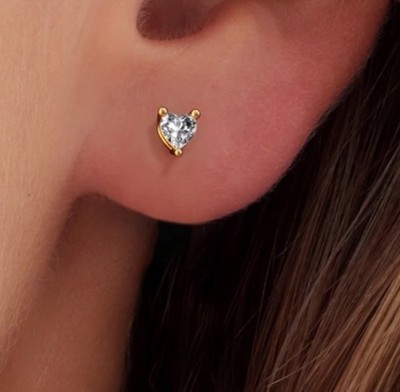 1/2 Ct Tw. Heart  VVS1/D Lab Created Sapphire Stud Earrings