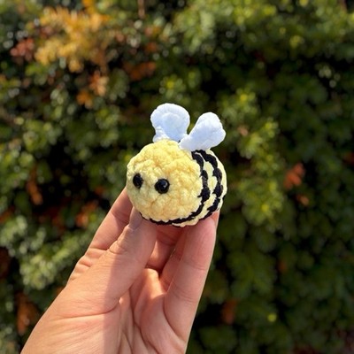 Handmade Crochet Bee Plushie - Cute Amigurumi Bumblebee, Nursery Decor Gift