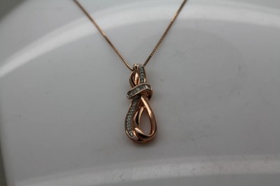 SUN Rose Gold over .925 S.S. DIAMOND OPEN LOOP DESIGN necklace #