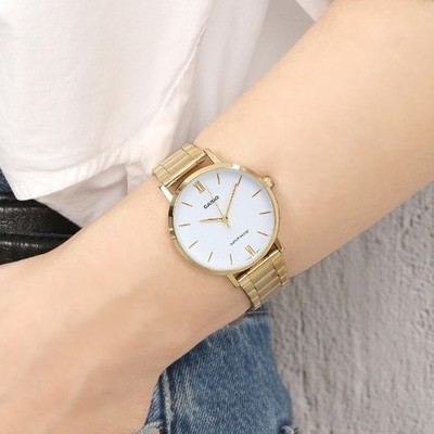 Casio LTP-VT01G-7BDF Womens Watch Metal Band Gold White Original New