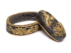 Edo Meiji era Japan antique Original shakudo Dragon Fuchi Kashira Sword Fitting