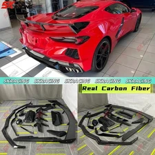 Real Carbon Fiber Front Rear Lip Spoiler Wing Kits For Chevrolet Corvette C8 20+