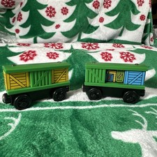 Thomas Friends Wooden Railway 2 Green Box Car Train Tank Engine VGUC