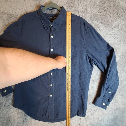 US Polo Assn Shirt Men's Size Large Blue Button-Up Long Sleeve - Picture 8 of 14