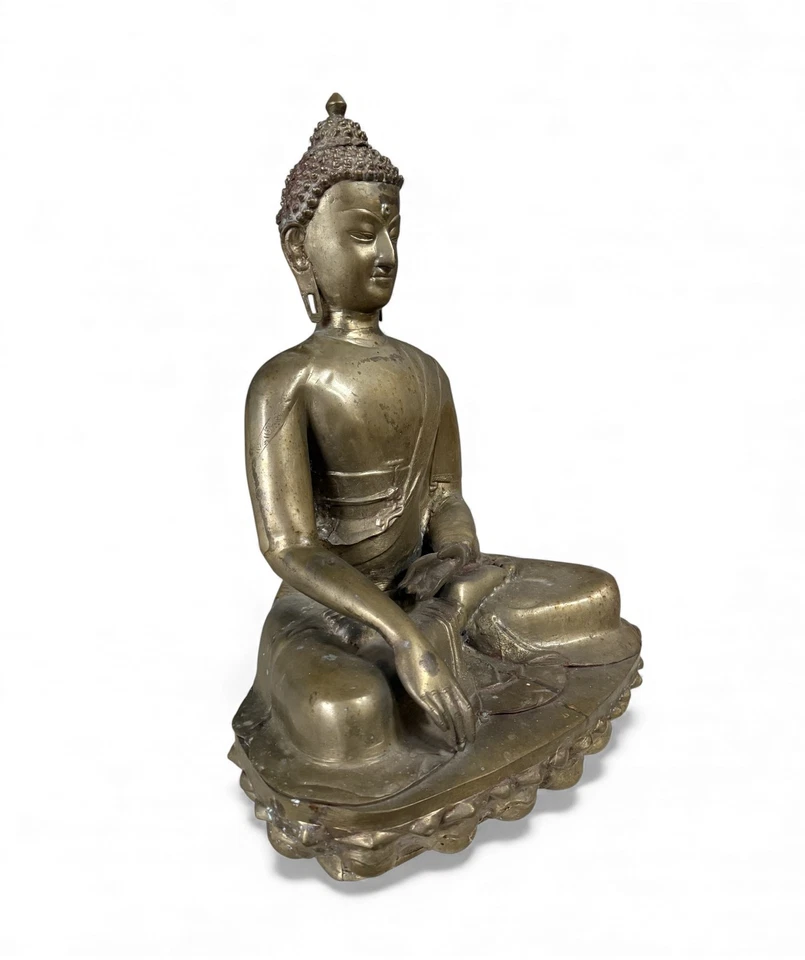 Grande Buddha Shakyamuni in bronzo – Tibet India – Bhumisparsha Mudra 53 cm - Immagine 4 di 4