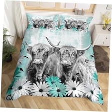Highland Cow Bedding Set for Boys Girls Kids Western Farmhouse Twin Multi 13