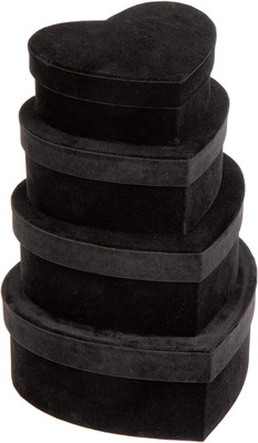 Black Heart Shaped Gift Boxes with Lids for Presents 4 Pack Velvet Nesting Gifts