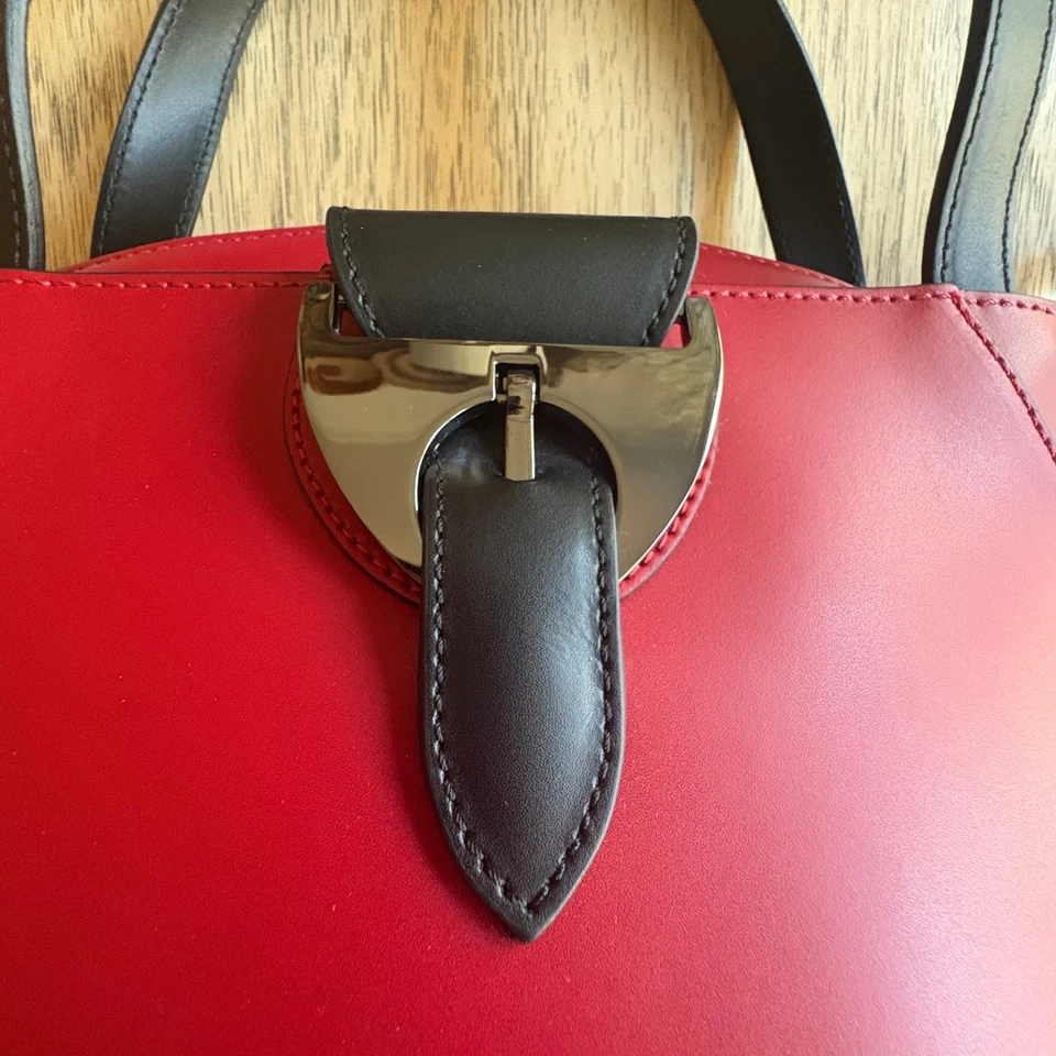 NWOT NICOLI Red Leather Satchel Top Handle Crossbody Italian Made Designer Purse - Image 2 of 4