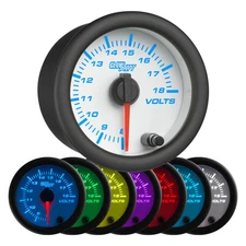 52mm GlowShift White Face DC Volt Voltage Battery Gauge w. 7 Color Display