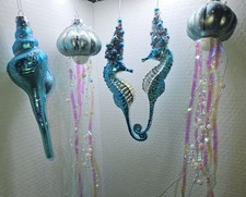 5 Coastal Ornaments Set 2 Seahorse 1 Conch An...