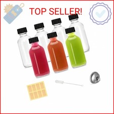 2oz Small Clear Glass Bottles with Lids - 7 Pack Shot Bottles with Caps for Ging
