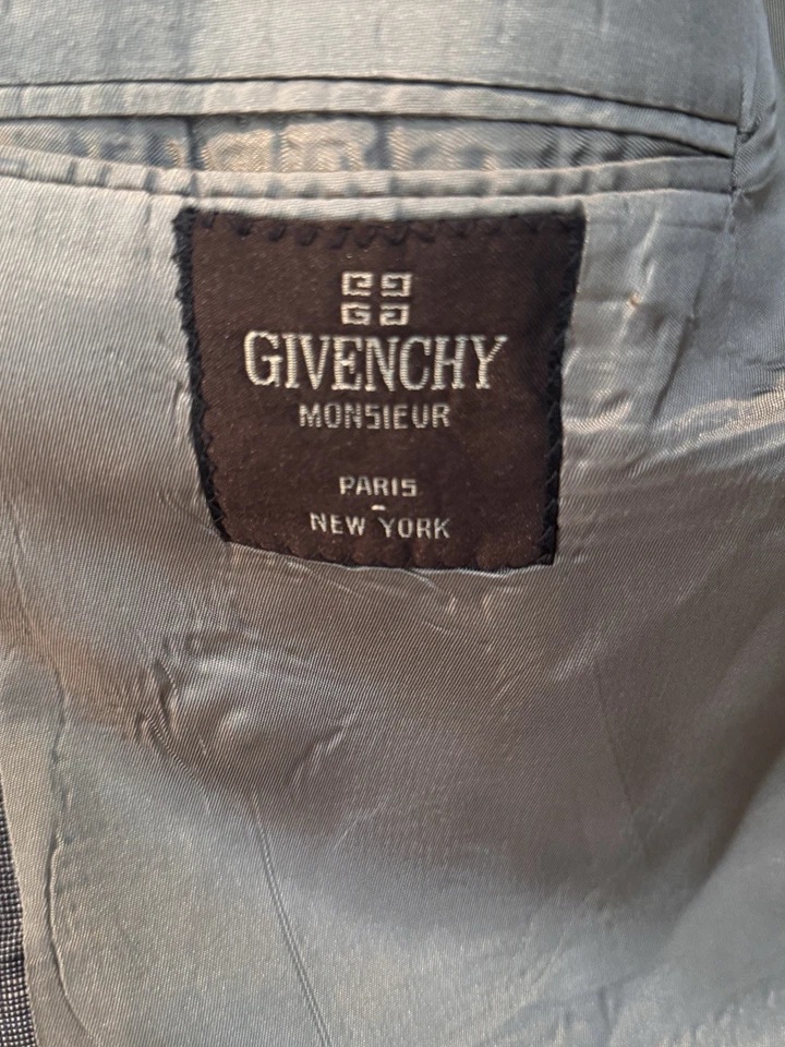 Traje de hombre vintage Givenchy Monsieur gris a cuadros doble botonadura 42R 34 X 30” Foto 3 de 4