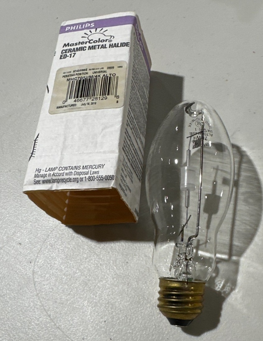 PHILIPS Master Color Ceramic Metal Halide Bulb 70WMHC70/U/M/4K ALTO E26 ED-17