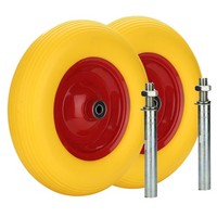 Schubkarrenrad PU Vollgummi 4.80 4.00-8 Gelb, Mit Achse, Pannensicher
