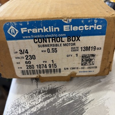 3/4 HP 230V Franklin QD Control Bx Submersible Water Pump Motor #2801074915 NEW?