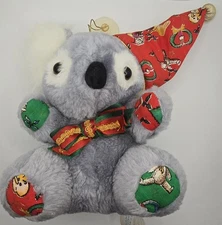 Vintage Hugfun Koala Stuffed Animal Christmas Theme 80's Window Suction 7"