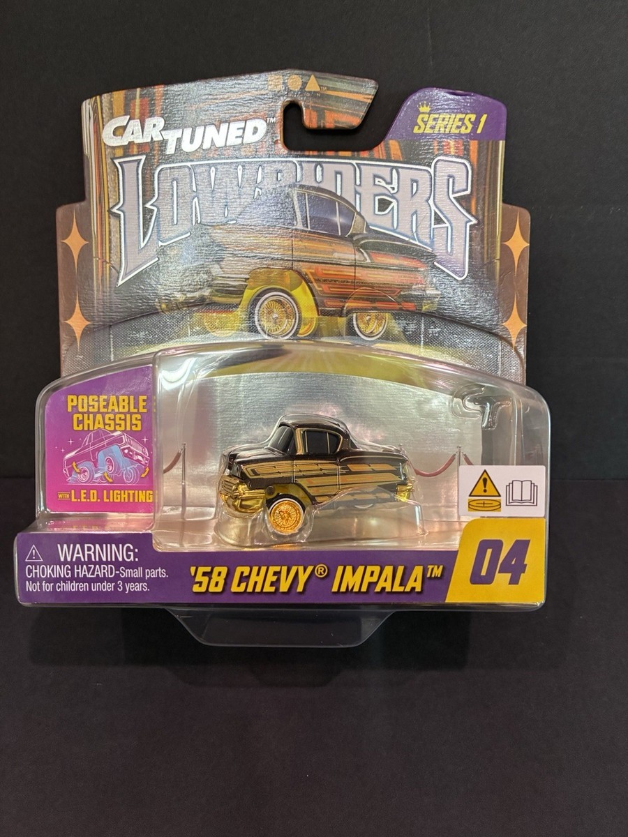Car Tuned Lowriders Series 1 '58 Chevy Impala Diecast Gold Black