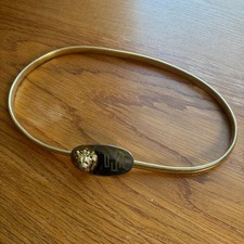 Vintage Gold Tone Snake Chain Belt Lion Head Monogrammed Oval Buckle 25 Inch